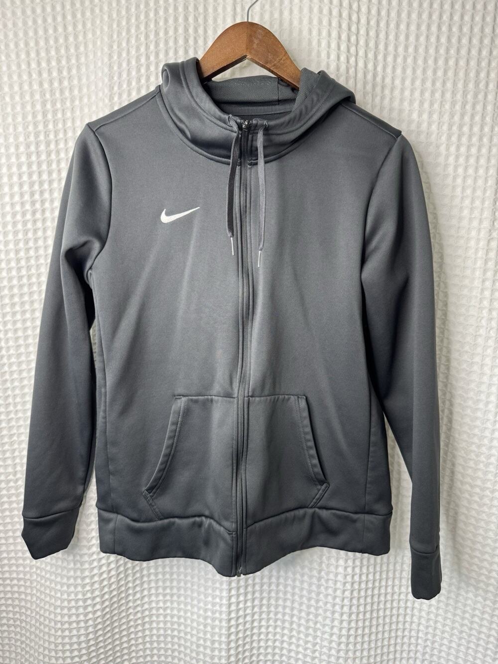 Nike Women’s Dri-FIT Full Zip Hoodie Size Medium Gray Athletic Training Jacket - Picture 1 of 6